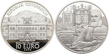 Австрия 10 евро 2004 Замок Хельбрунн, Маркус Ситтикус KM 3111 серебро PROOF 02-070-46