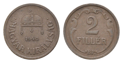 Венгрия 2 филлера 1940 BP KM 506 бронза 4664-854
