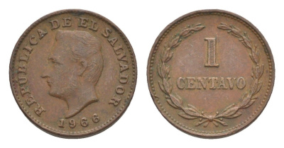 Сальвадор 1 сентаво 1966 KM 135.1 бронза 4644-219