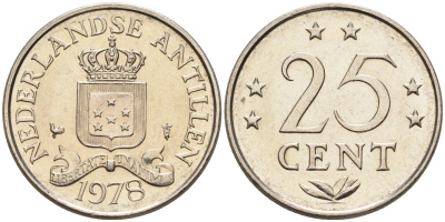 Нидерландские Антилы 25 центов 1978 Юлиана (1948-1980) KM 11 никель 4169-369