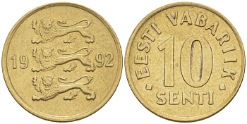 ЭСТОНИЯ 10 ЦЕНТОВ 1992 KM 22 медь алюминий никель 66-223