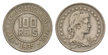 Бразилия 100 реалов 1935 KM 518 медно-никель 4625-912