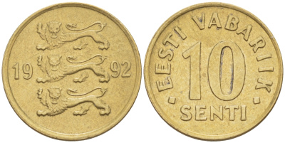 ЭСТОНИЯ 10 ЦЕНТОВ 1992 KM 22 медь алюминий никель 66-223