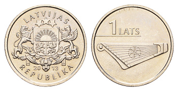 Латвия 1 лат 2013 Кокле KM 142 медно-никель UNC 4679-416