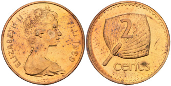 Фиджи 2 цента 1969 Елизавета II (1952-) KM 28 бронза UNC 4119-431