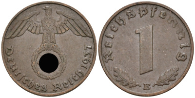 Германия 1 рейхспфенниг 1937 E KM 89, J 361 бронза 4136-1221