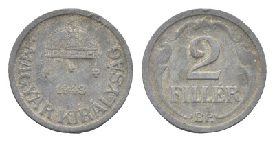 Венгрия 2 филлера 1943 BP KM 519 цинк 4665-523