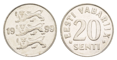 Эстония 20 сентов 1999 KM 23a сталь плакированная никелем UNC 4647-124