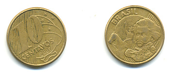БРАЗИЛИЯ 10 СЕНТАВО 2007 KM 649.2 сталь плакированная латунью 3999-1321