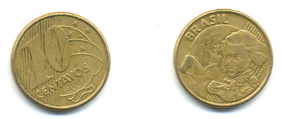 БРАЗИЛИЯ 10 СЕНТАВО 2007 KM 649.2 сталь плакированная латунью 3999-1321