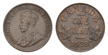 Канада 1 цент 1930 Георг V (1910-1936) KM 28 бронза 75-1527