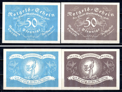 Вальденбург (Нижняя Силезия) набор из 2 нотгельдов 1921 2193-25-2-1