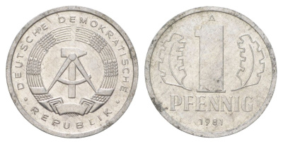 ГДР 1 пфенниг 1981 A KM 8.2 алюминий aUNC 4627-936