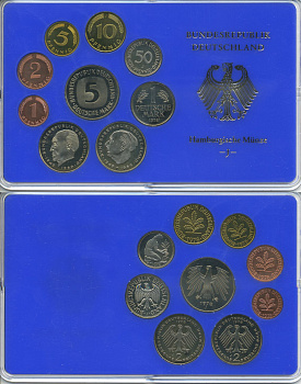 ФРГ набор из 9 монет 1978 J, официальный государственный набор, в пластике    PROOF  3540-2-2