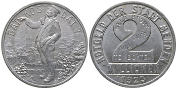 Менден (Пруссия, Вестфалия) 2000000 марок 1923 Funck 639.2, Men18 20806.15 алюминий aUNC 4610-424