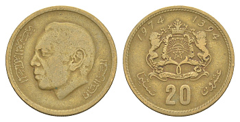 Марокко 20 сантимов 1974 Y 61 медь алюминий никель 4166-1344