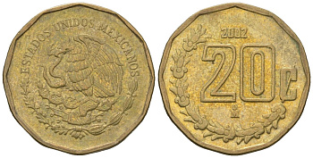 Мексика 20 сентаво 2002 M KM 548 алюминиевая бронза 4598-752