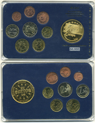 Финляндия евронабор из 8 монет плюс медаль 2008 в пластике UNC 7-4-1-13