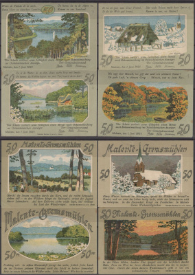 Маленте полный набор из 4 нотгельдов (50 пфеннигов) 1921 DeNG 2 864.3 бумага UNC (пресс) 7556-41-4-1