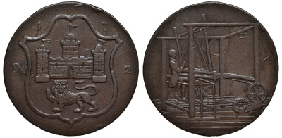 Великобритания 1/2 пенни 1792 Норидж – Норвич, ткацкий станок Dalton & Hamer 38 медь 1523-931