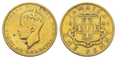Ямайка 1 пенни 1945 KM 32 никель латунь 4628-532