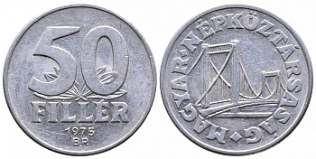 Венгрия 50 филлеров 1976 BP мост Елизаветы в Будапеште KM 574 алюминий 54-2614