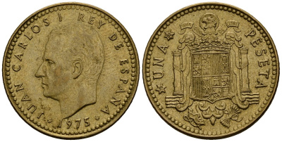 Испания 1 песета 1975 Хуан Карлос I (1975-2014) KM 806 алюминиевая бронза 4176-335