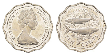 Багамские острова (Багамы) 10 центов 1970 KM 4 медно-никель UNC 4652-832