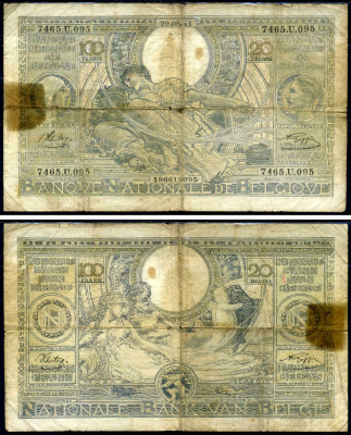 Бельгия 100 франков 1941 Pick 107 бумага 8564-34-2-2