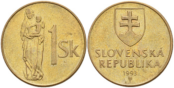 Словакия 1 крона 1993 KM 12 сталь плакированная бронзой 4152-934