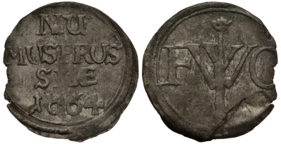 Бранденбург-Пруссия 1 шиллинг 1664 Фридрих Вильгельм (1640-1688), вес 0,46 гр. KM 330, Schrotter 1921 серебро 1516-342