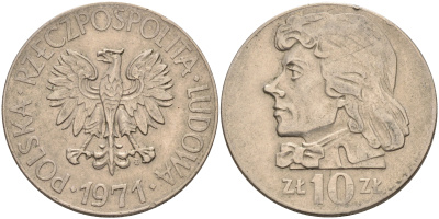 Польша 10 злотых 1971 MW, Тадеуш Костюшко KM 50a медно-никель    4148-1257