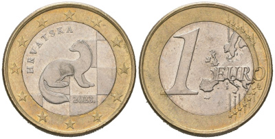 Хорватия 1 евро 2023 KM 141 биметалл aUNC 3334-716