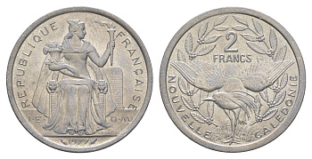Французская Новая Каледония 2 франка 1977 KM 14 алюминий UNC 4641-137