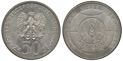 Польша 50 злотых 1981 Продовольственная программа - FAO KM 127 медно-никель 4680-242