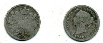 КАНАДА 5 ЦЕНТОВ 188? ВИКТОРИЯ серебро 46-2435