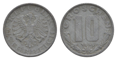 Австрия 10 грошей 1949 KM 2874 цинк 4576-817