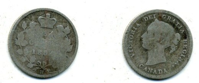 КАНАДА 5 ЦЕНТОВ 188? ВИКТОРИЯ серебро 46-2435