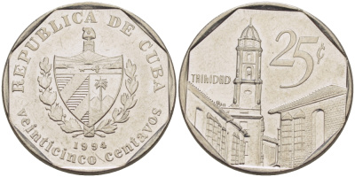 Куба 25 сентаво 1994 площадь в Тринидаде KM 577.1 сталь плакированная никелем 67-1154