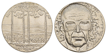 Финляндия 10 марок 1975 75 лет со дня рождения президента Урхо Кекконен KM 54 серебро BU 4537-511