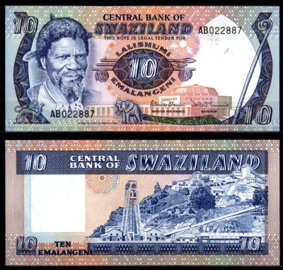 Свазиленд 10 эмалангени 1985 Pick 10 c бумага UNC (пресс) 7214-38-2-2