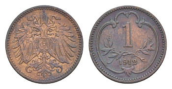 Австрия 1 геллер 1912 Франц Иосиф I (1848-1916) KM 2800 бронза 4639-961