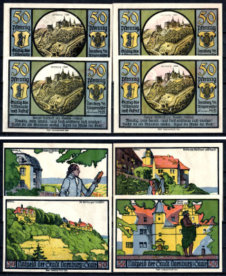 Дорнбург (Тюрингия) полный набор из 4 нотгельдов (50 пфеннигов) 1921 Mehl Grabowski 281.2 бумага UNC (пресс) 7555-55-2-1