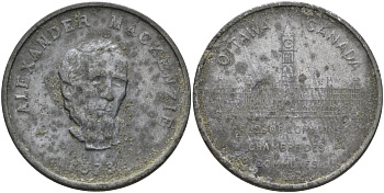Канада медаль 1873 (1964) Александр МАККЕНЗИ, диаметр 32 мм. цинк 4111-1246