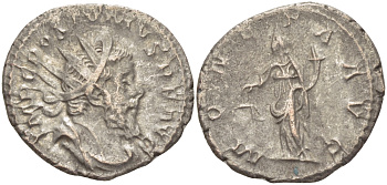 Римская Империя (императоры в Галлии) антониниан 260 - 269 Постум. IMP C POSTVMVS P F AVG / MONETA AVG, Монета с весами и рогом Изобилия, Колония Агриппины, Good Very fine RIC 315 биллон 1073-12-114