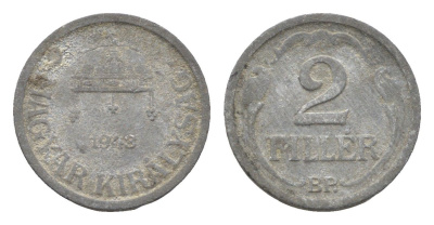 Венгрия 2 филлера 1943 BP KM 519 цинк 4665-556