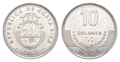 Коста-Рика 10 колонов 2012 KM 228b алюминий UNC 4642-913