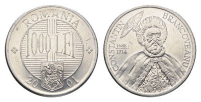 Румыния 1000 лей 2001 Константин Брынковяну (1654-1714) KM 153 алюминий UNC 4662-246