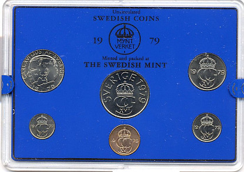 Швеция набор монетного двора из 6 монет 1979 в пластике Карл XVI Густав (1973- ) KM MS11 UNC 4-3-6-110