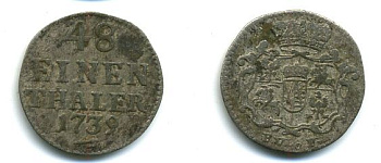 САКСОНИЯ 1/48 ТАЛЕРА 1739 FWoF, KM 883 (C4a) серебро 00-00